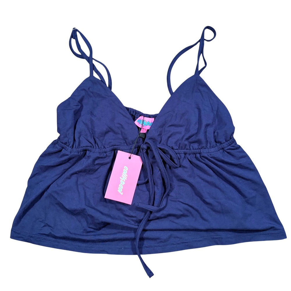 Edikted Babydoll Y2K Style Tie Front Cami Top Adjustable Straps NWT Small
